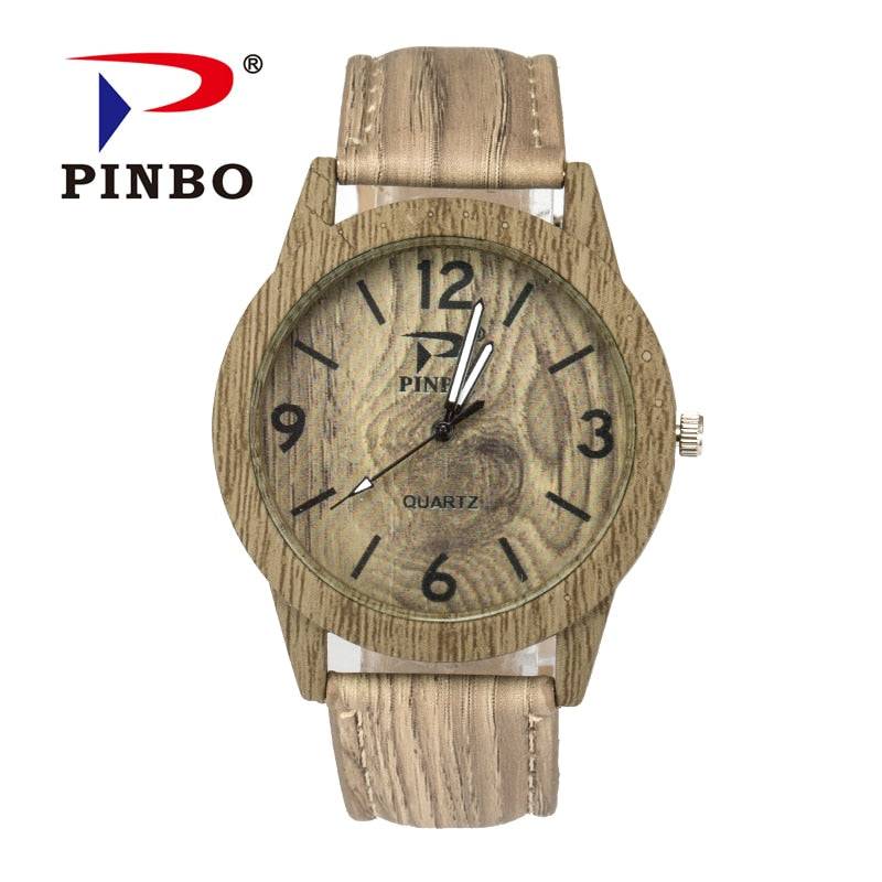 2017 New Fashion Casual Ladies watch Bamboo Wood Watch Men Wooden Grain Leather Starp Quartz Women Watches Reloj Mujer