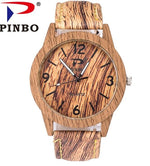2017 New Fashion Casual Ladies watch Bamboo Wood Watch Men Wooden Grain Leather Starp Quartz Women Watches Reloj Mujer