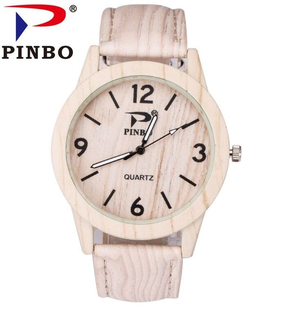 2017 New Fashion Casual Ladies watch Bamboo Wood Watch Men Wooden Grain Leather Starp Quartz Women Watches Reloj Mujer