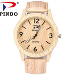 2017 New Fashion Casual Ladies watch Bamboo Wood Watch Men Wooden Grain Leather Starp Quartz Women Watches Reloj Mujer