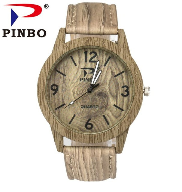 2017 New Fashion Casual Ladies watch Bamboo Wood Watch Men Wooden Grain Leather Starp Quartz Women Watches Reloj Mujer