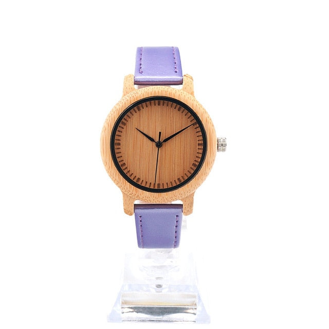 Fashion Brand BOBO BIRD Watches Women 3 Colors Pu Leather Band Bamboo Watch Quartz Wristwatches relogio feminino