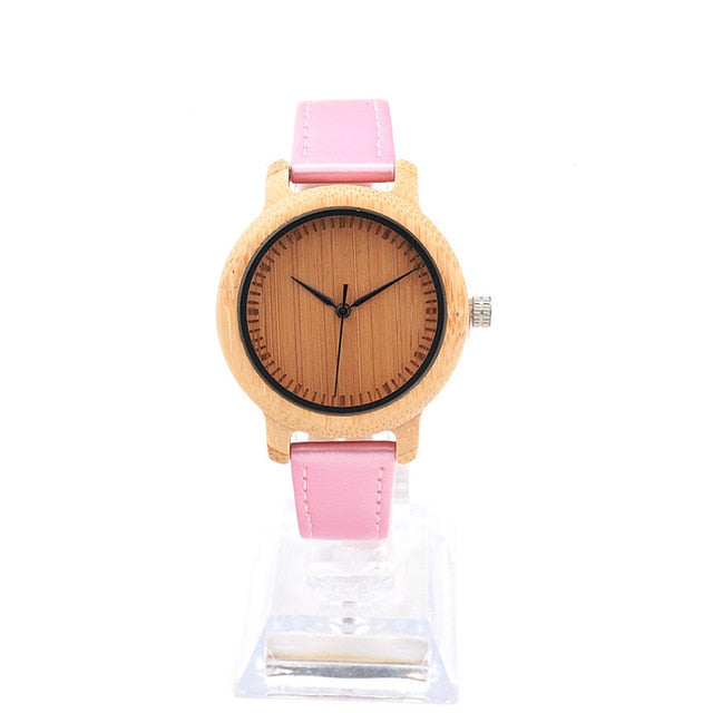 Fashion Brand BOBO BIRD Watches Women 3 Colors Pu Leather Band Bamboo Watch Quartz Wristwatches relogio feminino