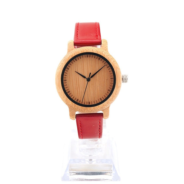 Fashion Brand BOBO BIRD Watches Women 3 Colors Pu Leather Band Bamboo Watch Quartz Wristwatches relogio feminino