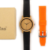 BOBO BIRD Fashion Men Watches Simple Style Bamboo Wooden Wristwatches Soft Silicone Strap Extra Band as Gift Hot selling