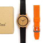 BOBO BIRD Fashion Men Watches Simple Style Bamboo Wooden Wristwatches Soft Silicone Strap Extra Band as Gift Hot selling