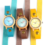 BOBO BIRD Bamboo Watches for Women New Fashion Created Reloje Mujer 2017 Colorful Long Leather Strap in Wood Box Bayan Saat