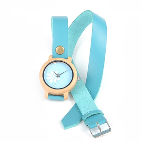 BOBO BIRD Bamboo Watches for Women New Fashion Created Reloje Mujer 2017 Colorful Long Leather Strap in Wood Box Bayan Saat