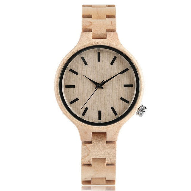 Fashion Bamboo Wood Watch Women Creative Analog Quartz Sport Wristwatch Ladies Handmade Maple Wooden Watches Relojes Mujer Gifts