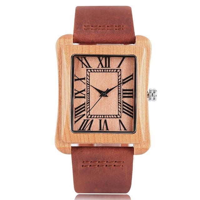 Stylish Wooden Watches for Men and Women Couple Lover's Gift Quartz Watch Fashion Nature Wood Bamboo Real Leather Band Relogio