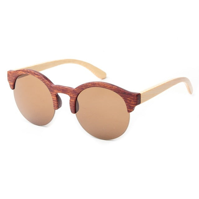 Fashion Round Bamboo Sunglasses Men Wood Sunglasses Women Brand Design Retro Mirror Sun Glasses For Women Oculos de sol feminino