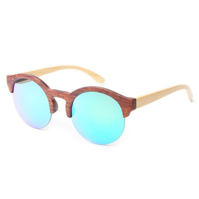 Fashion Round Bamboo Sunglasses Men Wood Sunglasses Women Brand Design Retro Mirror Sun Glasses For Women Oculos de sol feminino