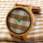 BOBO BIRD Cloth Dialplate Bamboo Wood Watch for Men Leather Strap Japan Quartz Wood Watches Women as Fashion Accessories