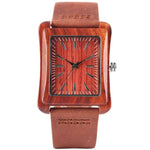 Creative Rectangle Dial Wood Watch Natural Handmade Light Bamboo Fashion Men Women Casual Quartz Wristwatch Genuine Leather Gift