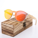 2018 BARCUR Sunglasses Cat Eye Wood Bamboo Sunglasses Women Fashion Mirror Sunglasses Men Brand Designer HD Glasses