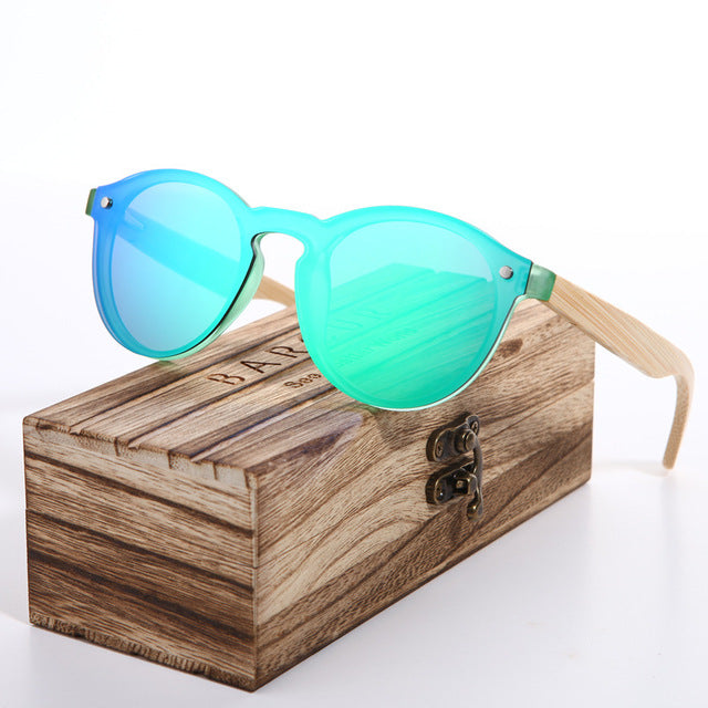 2018 BARCUR Sunglasses Cat Eye Wood Bamboo Sunglasses Women Fashion Mirror Sunglasses Men Brand Designer HD Glasses