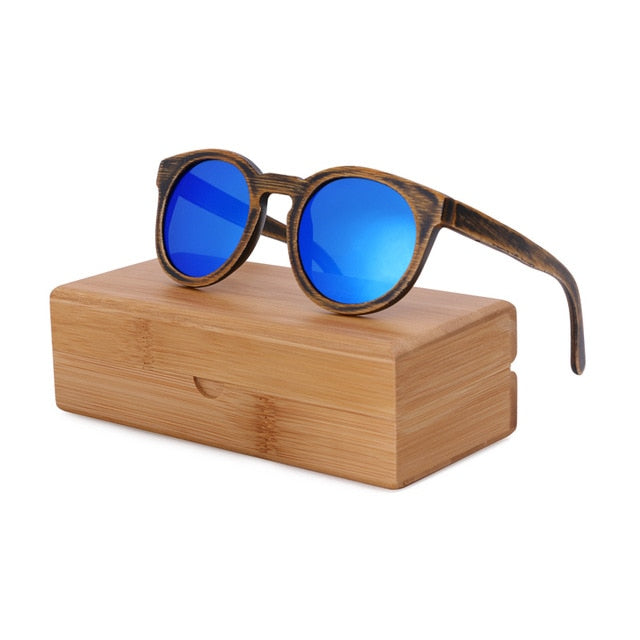 BerWer round Frame Bamboo Sunglass 2018 Fashion Wooden Sunglasses Men Women Sun Glasses