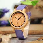Fashion Brand BOBO BIRD Watches Women 3 Colors Pu Leather Band Bamboo Watch Quartz Wristwatches relogio feminino