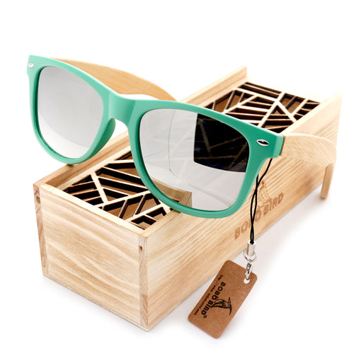 BOBO BIRD  Fashion Wooden Bamboo Men Sunglasses Women Eyewear Plasti Sun Glasses Handmade Cheap glasses Custom logo in wood box