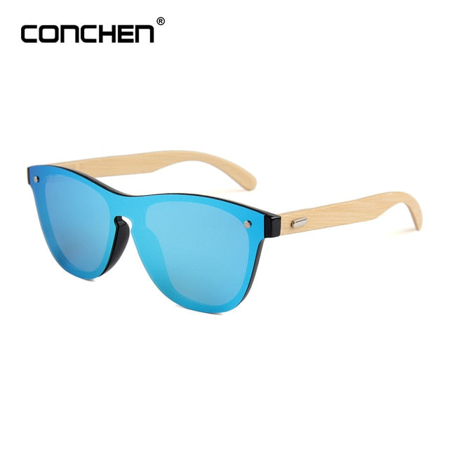 CONCHEN Wooden Sunglasses For Women Fashion Brand Designer UV400 Mirror Lenses Bamboo Sunglasses For Men 2018 New Arrival