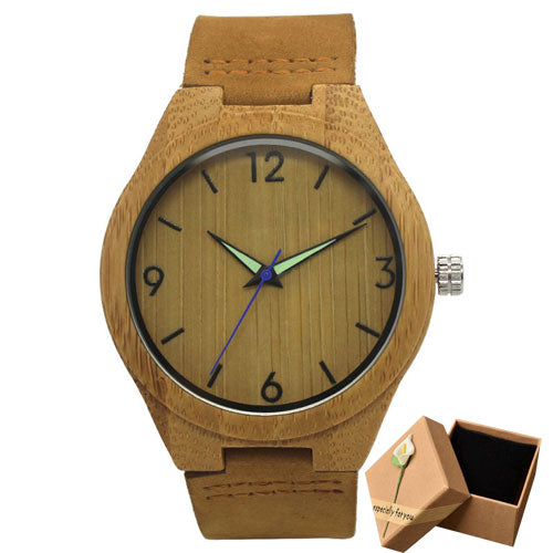 SIHAIXIN Clock Man Minimalist Wooden Watch Male With Men Fashion Casual Brown Leather Luxury Bamboo Wood Watch Quartz Cheap Gift