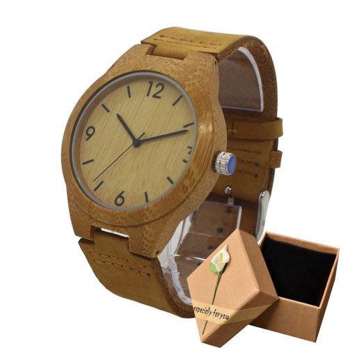 SIHAIXIN Clock Man Minimalist Wooden Watch Male With Men Fashion Casual Brown Leather Luxury Bamboo Wood Watch Quartz Cheap Gift
