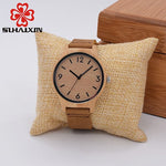 SIHAIXIN bamboo wood ladies watches brown leather quartz womens fashion watch top luxury brand clock women gift relogio feminino