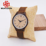 SIHAIXIN bamboo wood ladies watches brown leather quartz womens fashion watch top luxury brand clock women gift relogio feminino