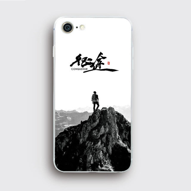 Landscape Scenery Case For Iphone 7 8 6 6S Plus Mountains Bamboo Sea Deer Cat Nature View Hard Back Case Cover For Iphone7 7plus