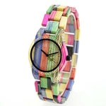 BEWELL 105DL Nature Handmade Colorful Bamboo Wood Watch Women Analog Quartz Fashion WristWatch with Mix Colors Free Shipping