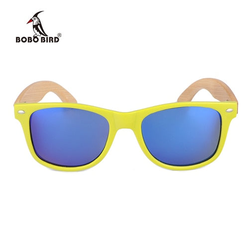 BOBO BIRD Handmade Polarized Sunglasses Women Men With Colorful Lens Transparent Plastic Frame Bamboo Legs Fashion Gifts CG008