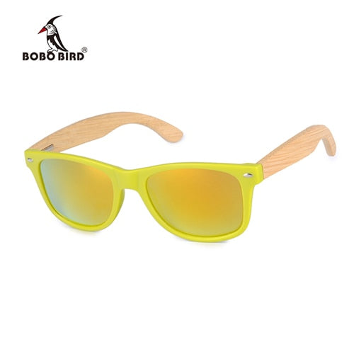 BOBO BIRD Handmade Polarized Sunglasses Women Men With Colorful Lens Transparent Plastic Frame Bamboo Legs Fashion Gifts CG008