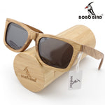 BOBO BIRD Fashion Men Sunglasses Polarized Custom Wood Bamboo sunglasses Square Piltor oculos feminino de sol  In Gift Box