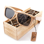 BOBO BIRD Fashion Men Sunglasses Polarized Custom Wood Bamboo sunglasses Square Piltor oculos feminino de sol  In Gift Box
