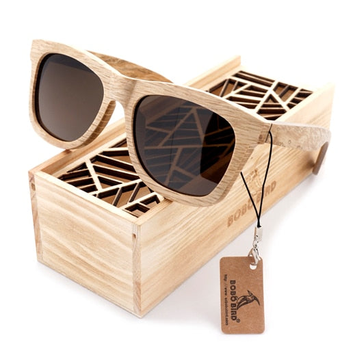 BOBO BIRD Fashion Men Sunglasses Polarized Custom Wood Bamboo sunglasses Square Piltor oculos feminino de sol  In Gift Box