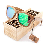 BOBO BIRD Fashion Men Sunglasses Polarized Custom Wood Bamboo sunglasses Square Piltor oculos feminino de sol  In Gift Box