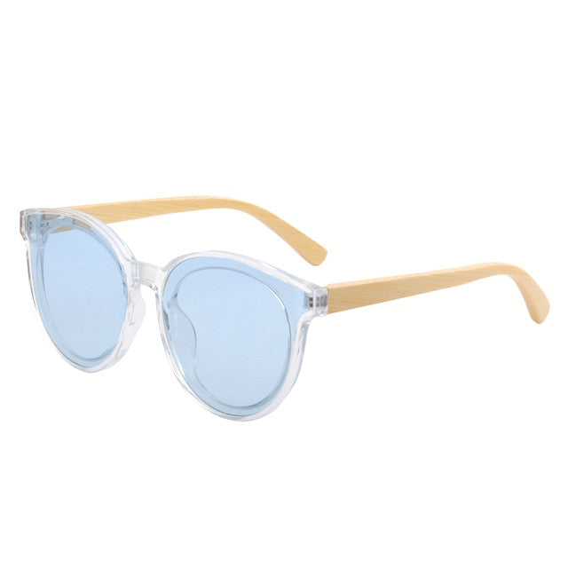 LONSY BAMBOO WOOD Brand Design Round Pink Sunglasses Women Men Fashion Sunglasses UV400 Protection Lenses Free Shipping LS5033