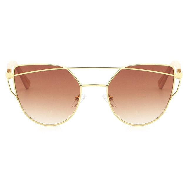 HDCRAFTER bamboo sunglasses women cat eye glasses alloy wooden frame  fashion Mirror Sunglasses Women Brand Designer uv400