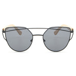 HDCRAFTER bamboo sunglasses women cat eye glasses alloy wooden frame  fashion Mirror Sunglasses Women Brand Designer uv400