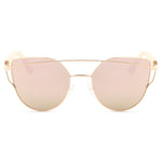 HDCRAFTER bamboo sunglasses women cat eye glasses alloy wooden frame  fashion Mirror Sunglasses Women Brand Designer uv400