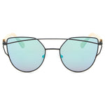 HDCRAFTER bamboo sunglasses women cat eye glasses alloy wooden frame  fashion Mirror Sunglasses Women Brand Designer uv400