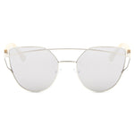 HDCRAFTER bamboo sunglasses women cat eye glasses alloy wooden frame  fashion Mirror Sunglasses Women Brand Designer uv400