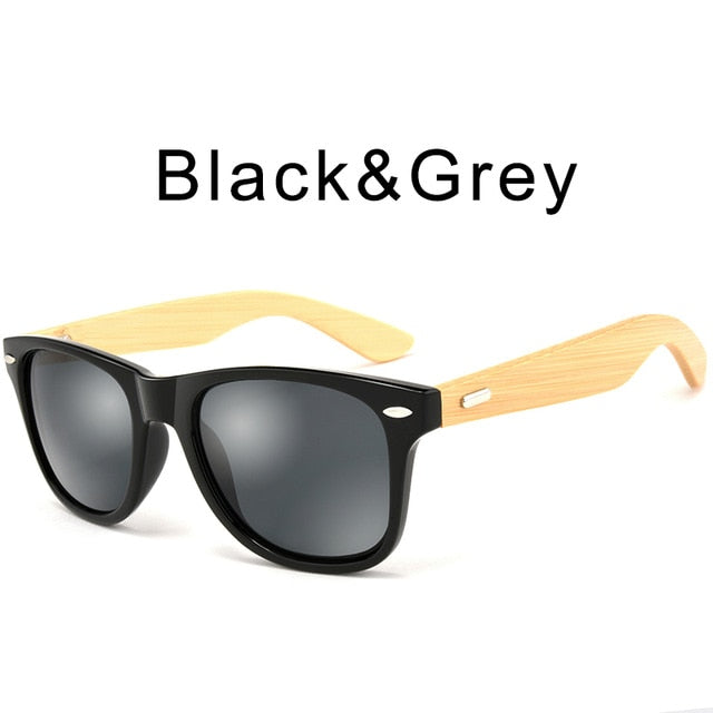 HDCRAFTER brand  bamboo sunglasses men fashion square sunglasses women wooden frame mirrored sun glasses for men UV400 mulit