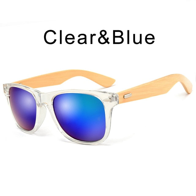 HDCRAFTER brand  bamboo sunglasses men fashion square sunglasses women wooden frame mirrored sun glasses for men UV400 mulit