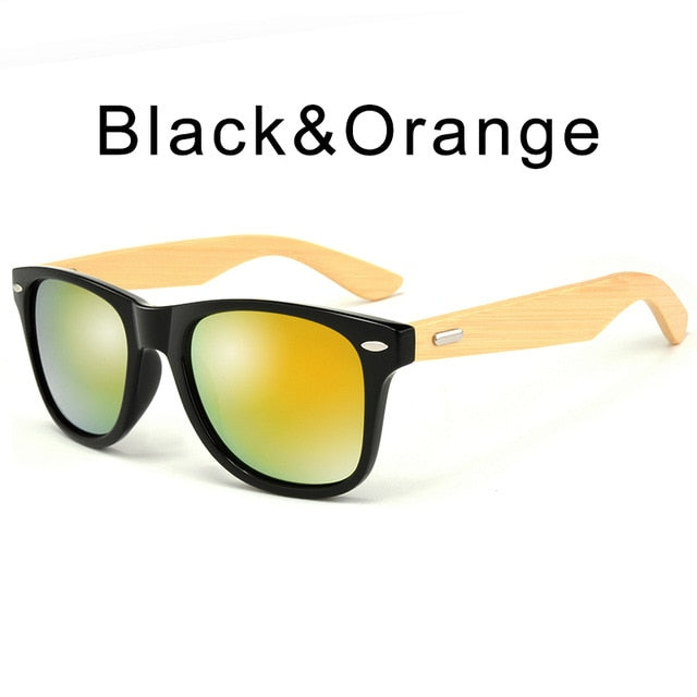 HDCRAFTER brand  bamboo sunglasses men fashion square sunglasses women wooden frame mirrored sun glasses for men UV400 mulit