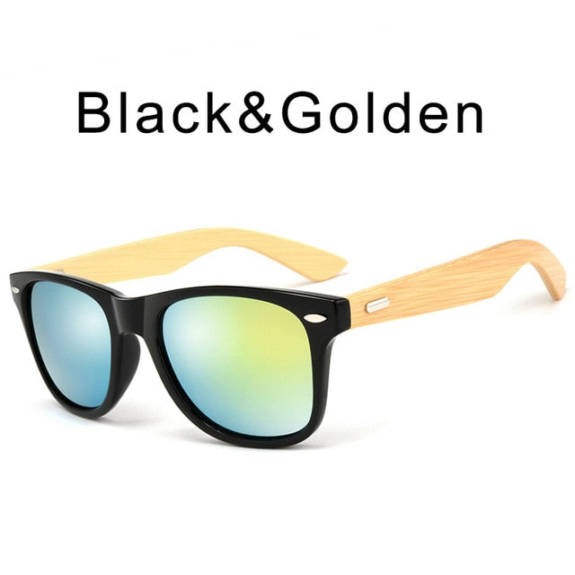 HDCRAFTER brand  bamboo sunglasses men fashion square sunglasses women wooden frame mirrored sun glasses for men UV400 mulit