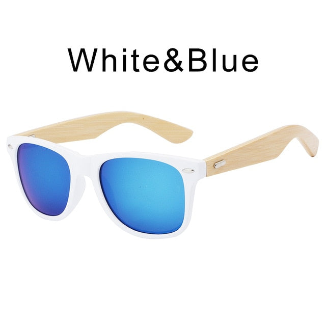 HDCRAFTER brand  bamboo sunglasses men fashion square sunglasses women wooden frame mirrored sun glasses for men UV400 mulit