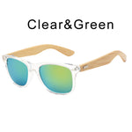 HDCRAFTER brand  bamboo sunglasses men fashion square sunglasses women wooden frame mirrored sun glasses for men UV400 mulit