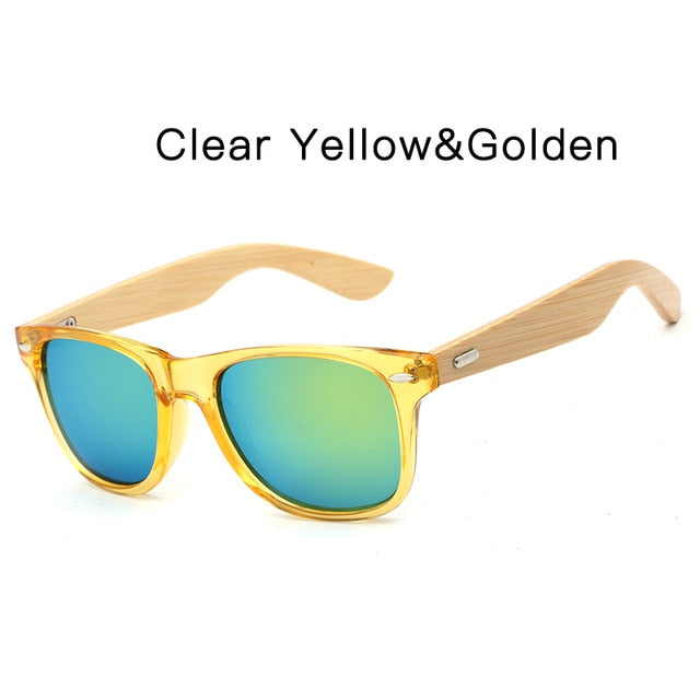 HDCRAFTER brand  bamboo sunglasses men fashion square sunglasses women wooden frame mirrored sun glasses for men UV400 mulit