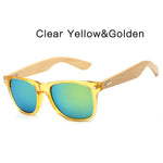 HDCRAFTER brand  bamboo sunglasses men fashion square sunglasses women wooden frame mirrored sun glasses for men UV400 mulit
